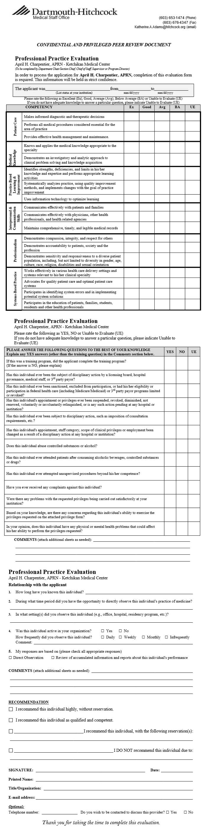 Peer Evaluation Example